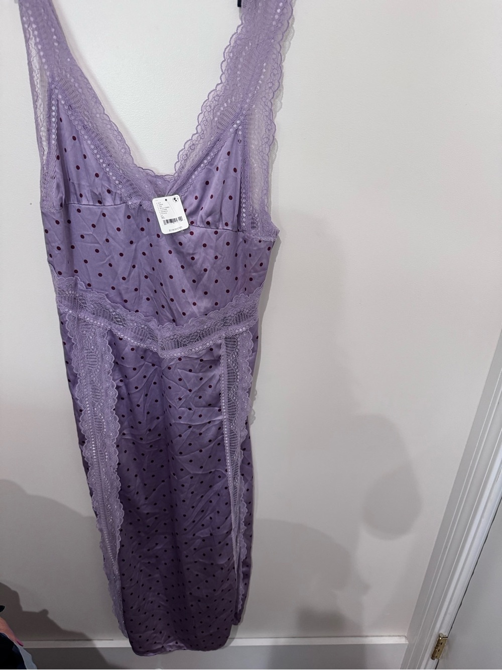 Free People Lavender Polka Dot Lace-Trim Slip - Picture 2 of 7